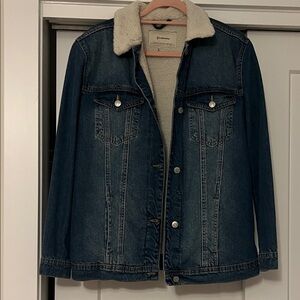 Stradivarius Blue Denim Jacket with sharpa Lining